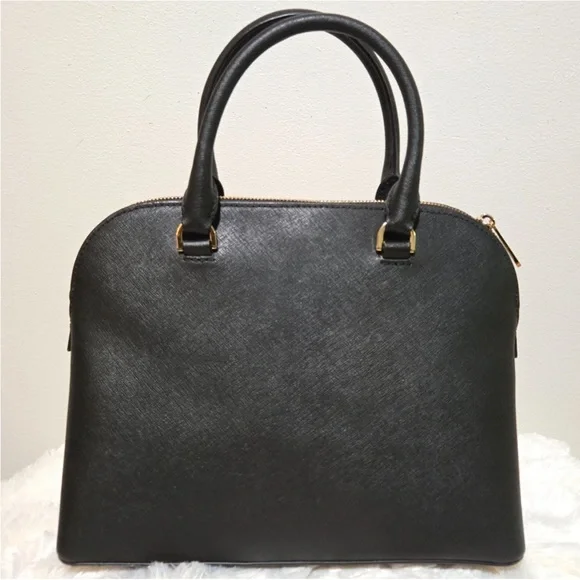 Michael Kors Cindy Large Black Leather Dome Satchel Bag - Like New - Picture 12 of 12